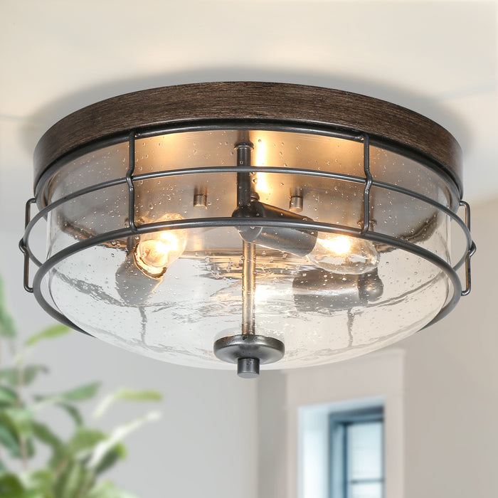 Blaarly 3-Light Wood Flush Mount Light
