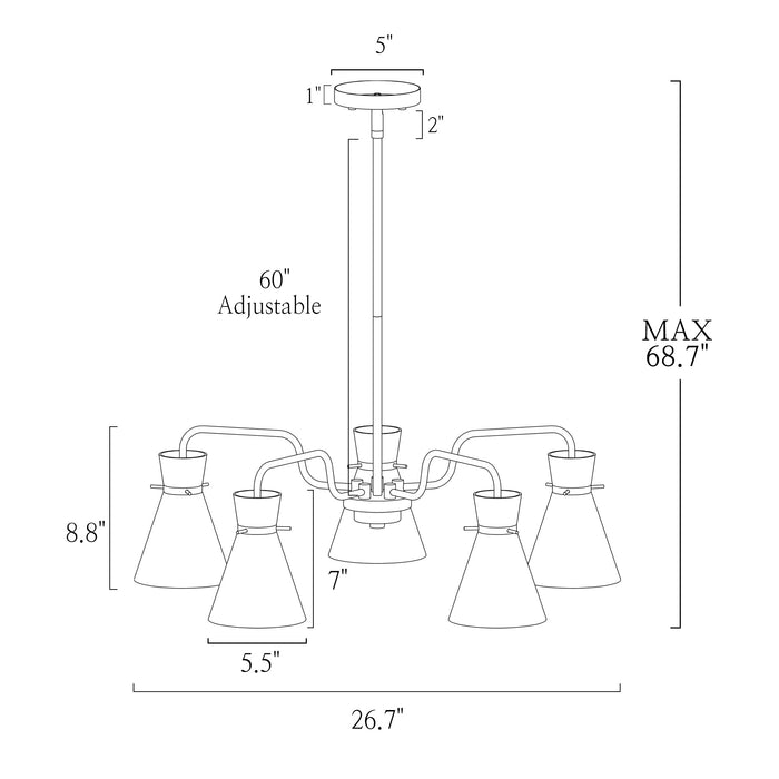 Mythrel 5-Light Brass Chandelier
