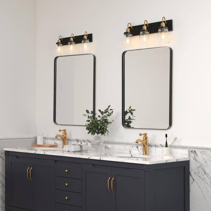 Curoen 3-Light Black and Brass Bathroom Vanity Light