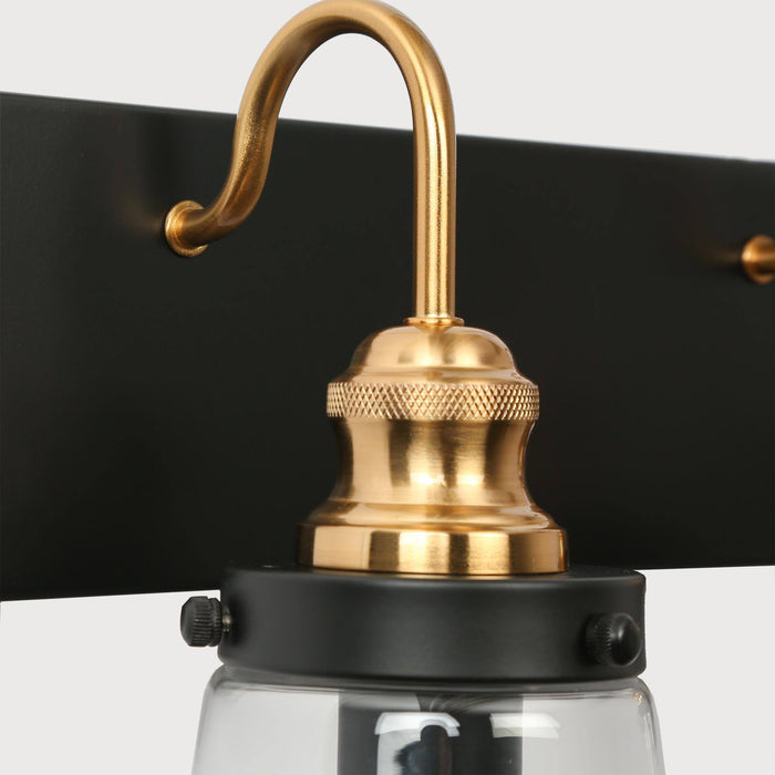 Curoen 3-Light Black and Brass Bathroom Vanity Light
