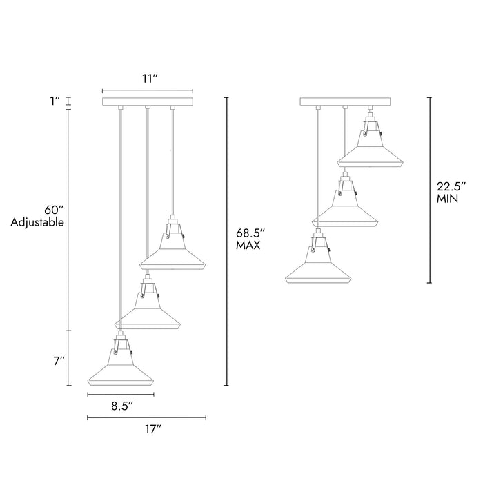 Parhic 3-Light Brass Chandelier