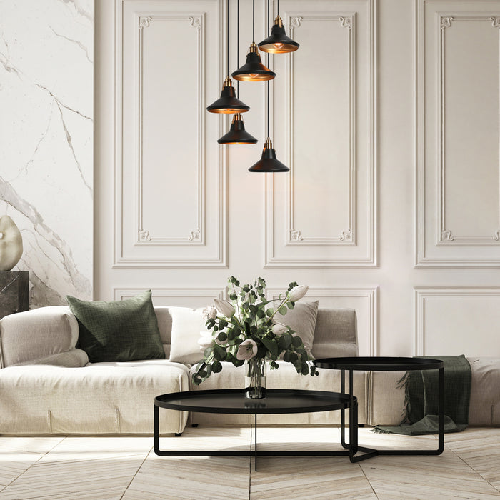 Tencan 5-Light Black and Brass Chandelier