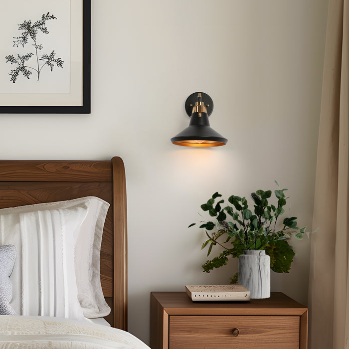 Tencan 1-Light Black and Brass Wall Sconce