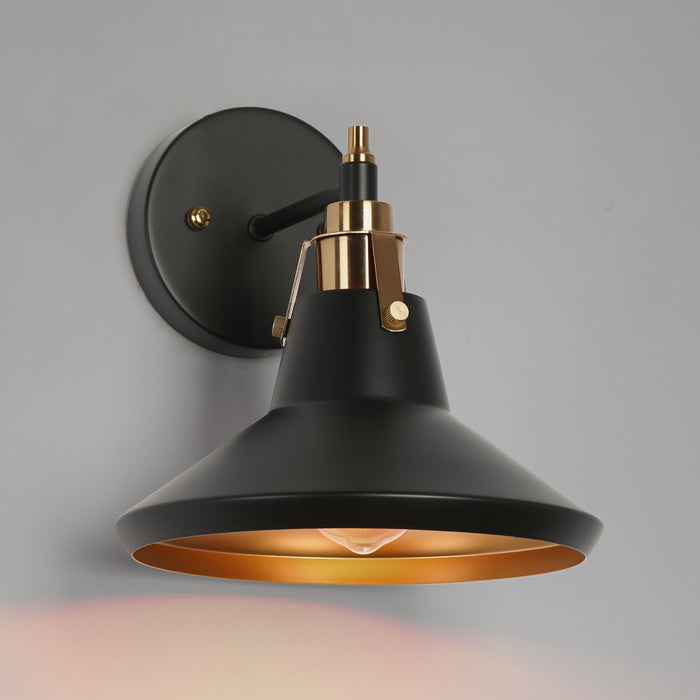 Tencan 1-Light Black and Brass Wall Sconce