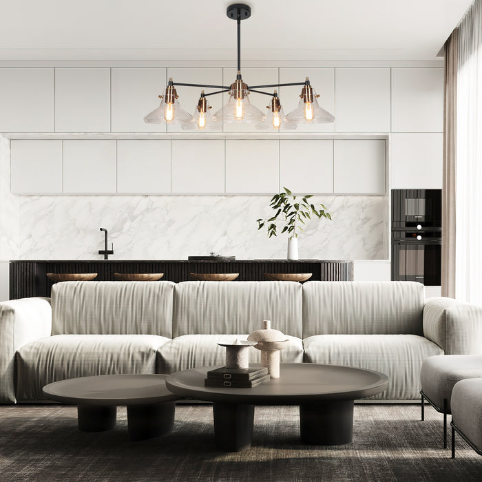 Parhic 5-Light Black And Brass Seeded Glass Chandelier