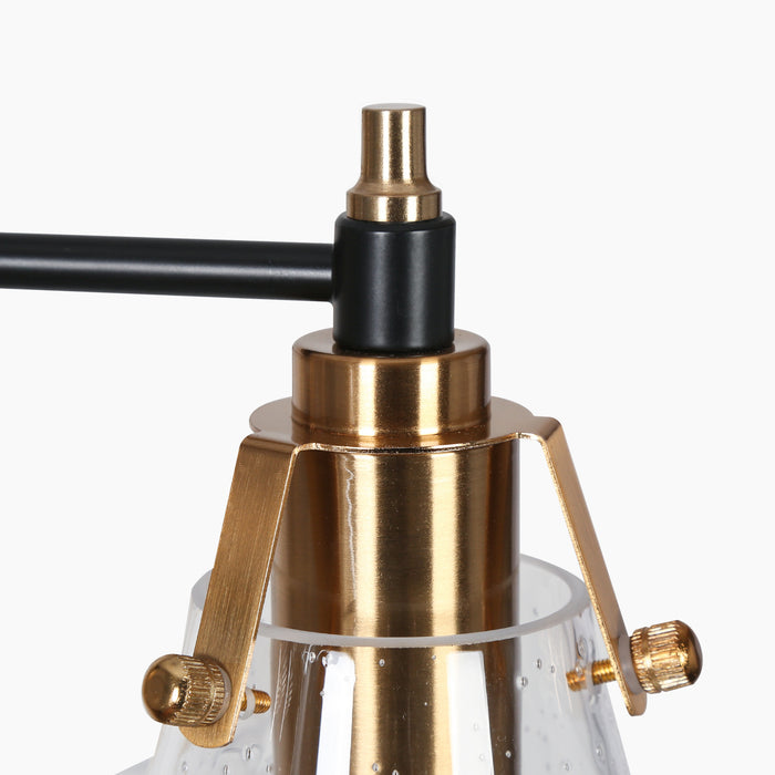 Parhic 5-Light Black And Brass Seeded Glass Chandelier