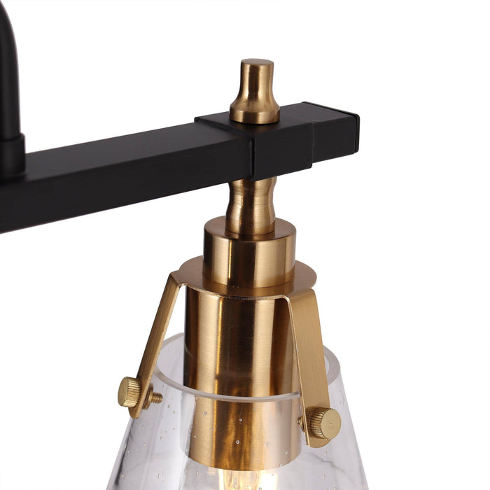Tencan 3-Light Black And Brass Seeded Glass Island Light