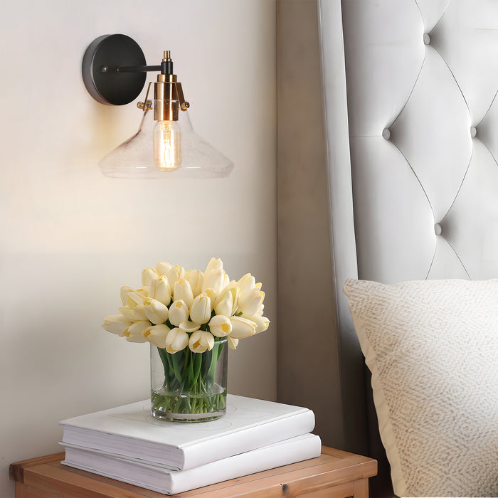 Parhic 1-Light Black and Brass Wall Sconce