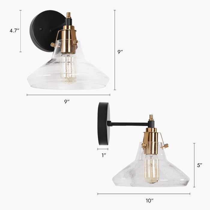 Parhic 1-Light Black and Brass Wall Sconce