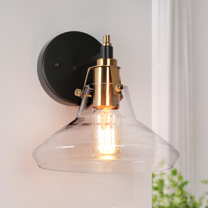 Parhic 1-Light Black and Brass Wall Sconce
