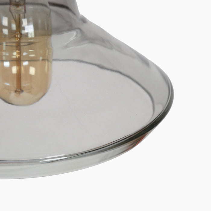 Tencan 1-Light Black and Brass Glass Cone Pendant Light