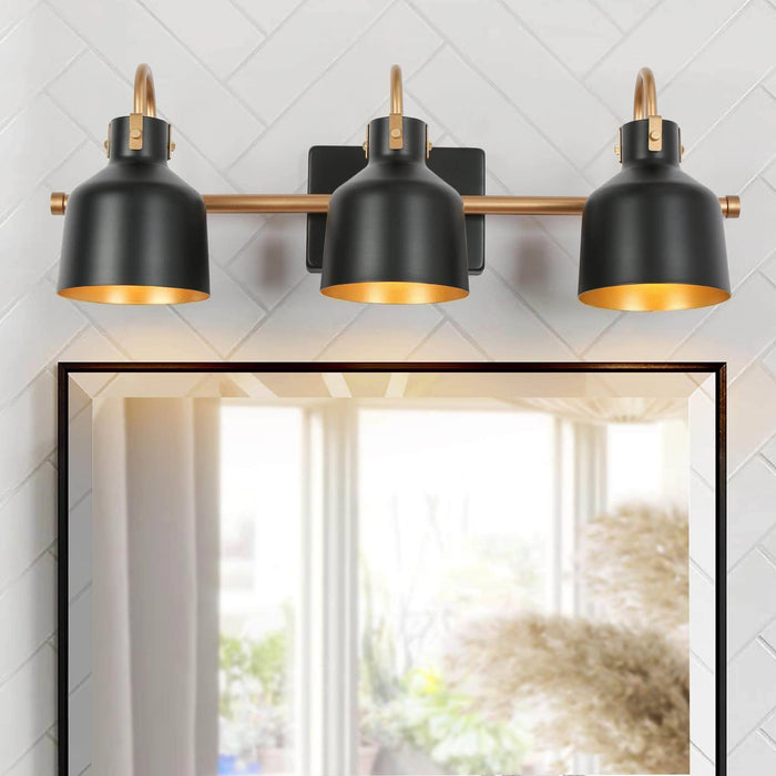 Bladpo 3-Light Black and Brass Bathroom Vanity Light