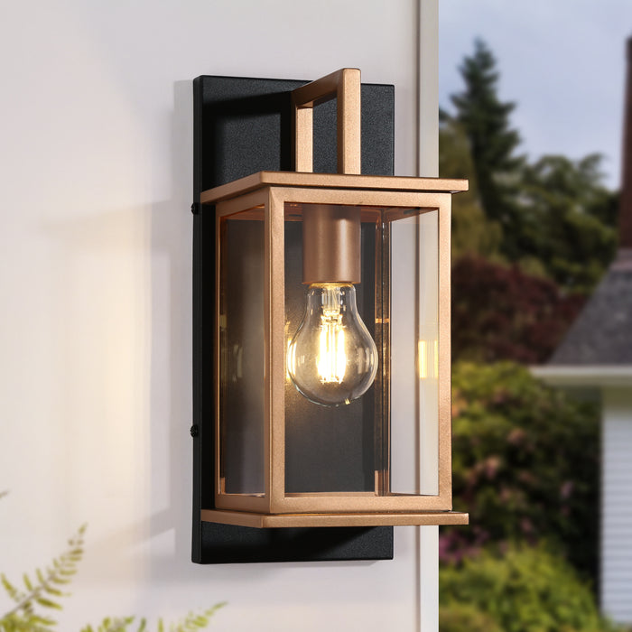Lirien 1-Light Black and Gold Outdoor Wall Light