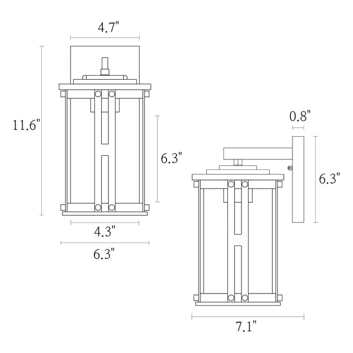 Elisyn 1-Light Black and Gold Outdoor Wall Light