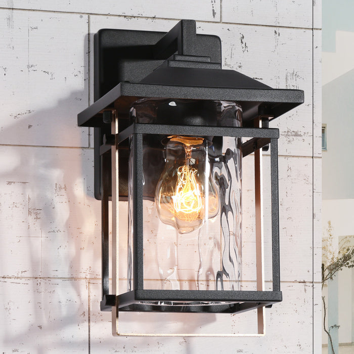 Talena 1-Light Black and Gold Outdoor Wall Light