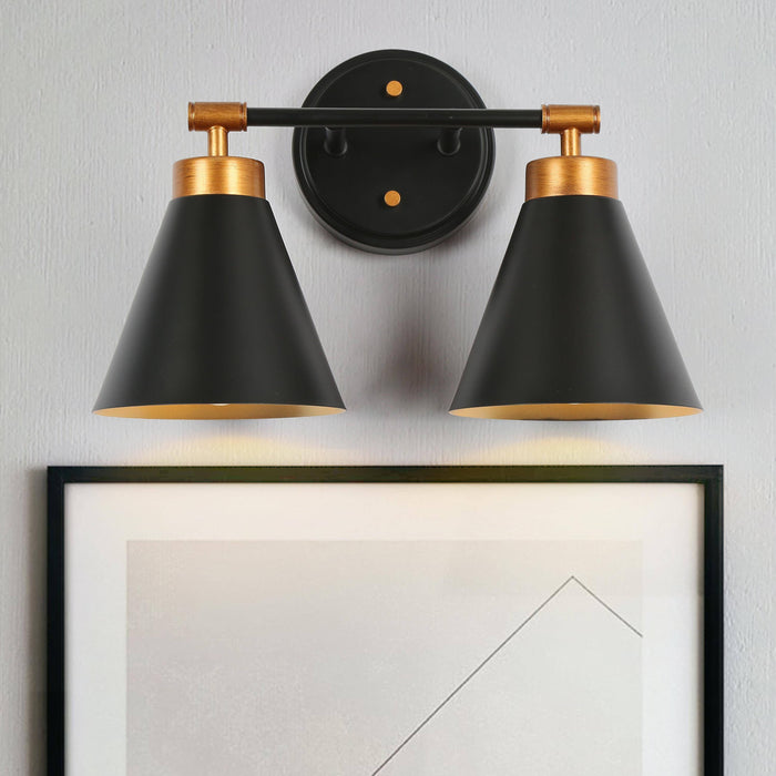 Tourma 2-Light Black and Gold Bathroom Vanity Light