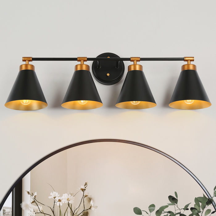 Tourma 4-Light Black and Gold Bathroom Vanity Light