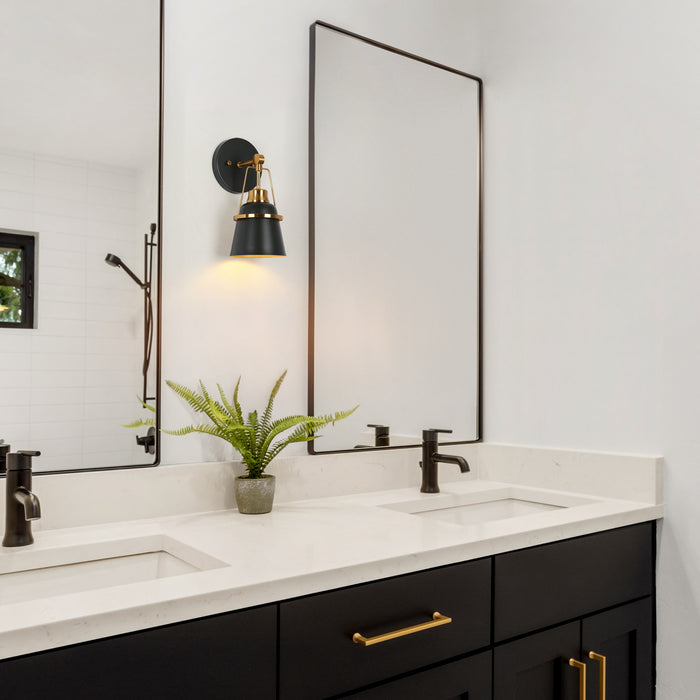 Alstro 1-Light Black and Gold Wall Sconce