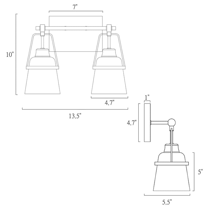 Alstro 2-Light Black and Brass Bathroom Vanity Light