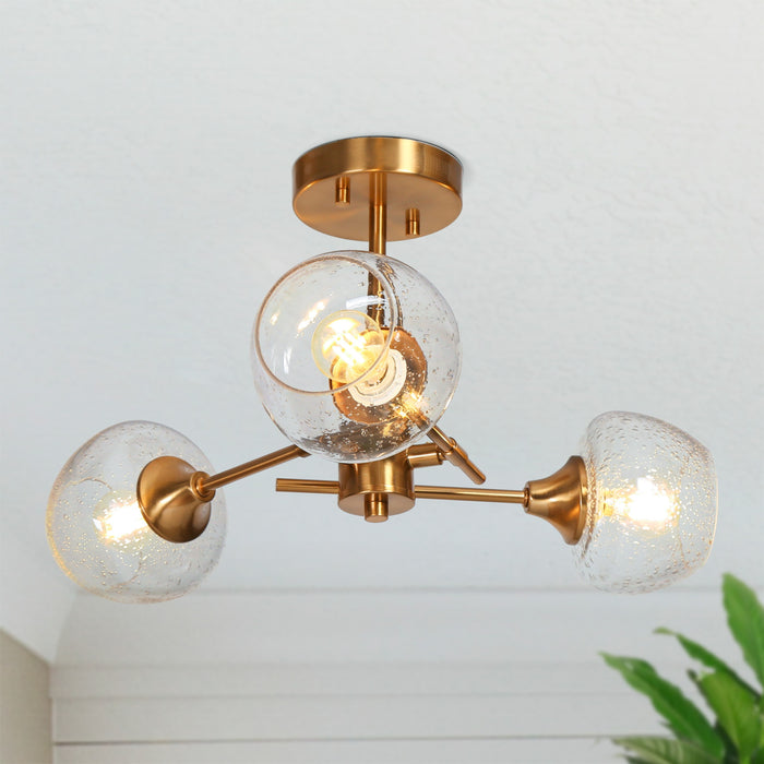 Respla 3-Light Brass Semi-Flush Mount Light