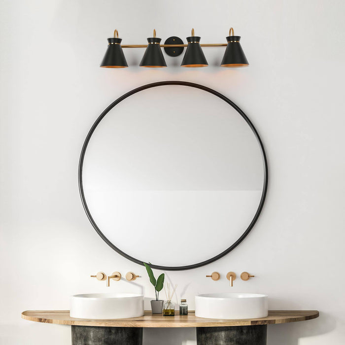 Noah 4-Light Black and Brass Bathroom Vanity Light