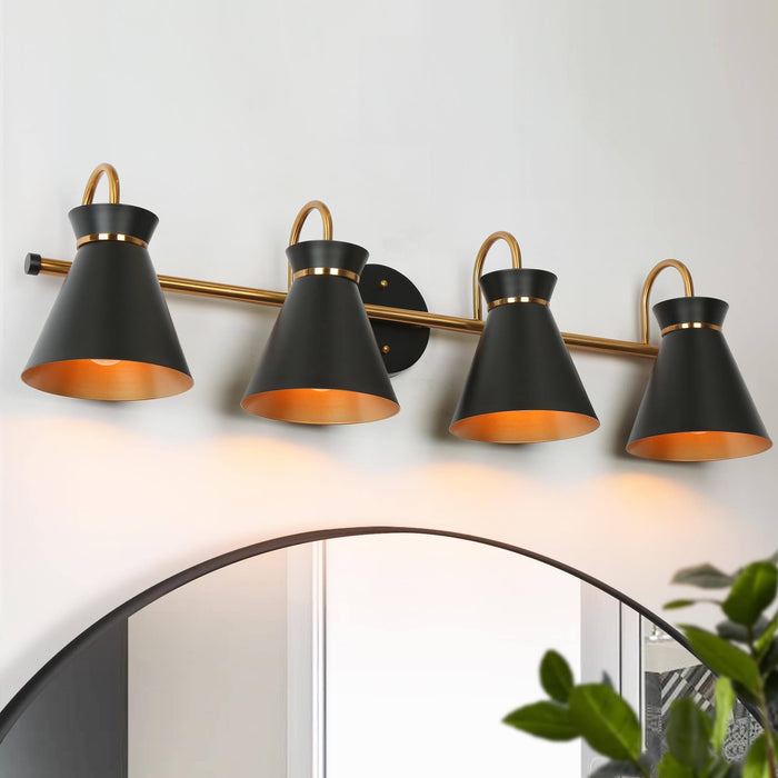 Noah 4-Light Black and Brass Bathroom Vanity Light