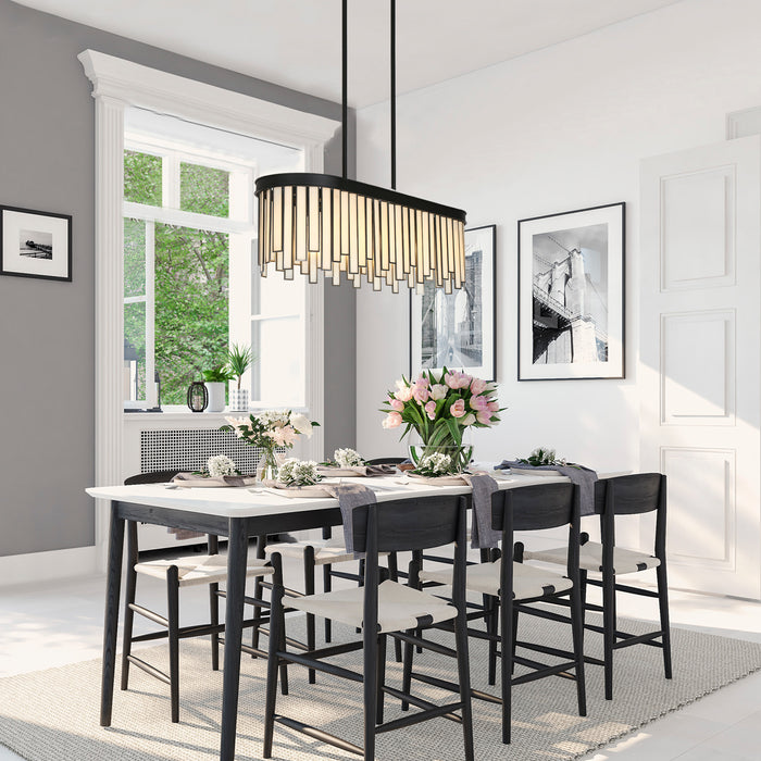 Tiriel 6-Light Black Glass Rectangle Island Light
