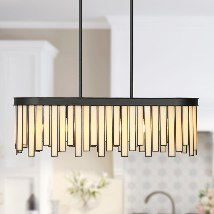 Tiriel 6-Light Black Glass Rectangle Island Light