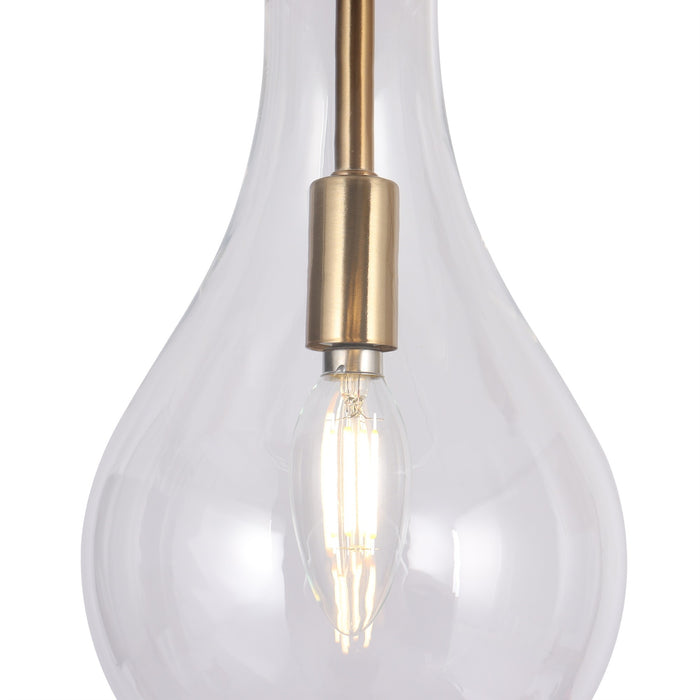 Luxite 1-Light Brass Teardrop Pendant Light