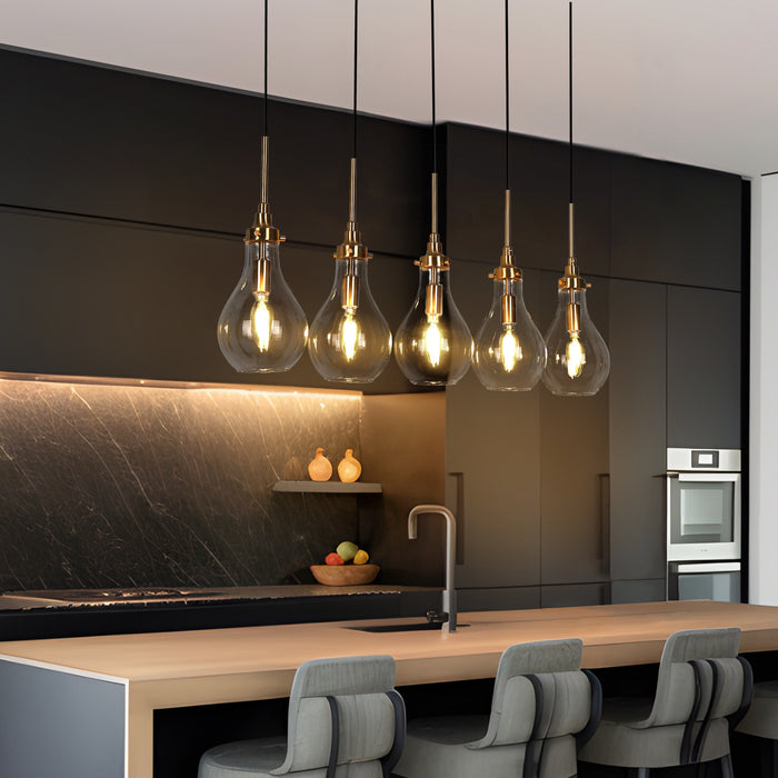 Luxite 5-Light Black and Brass Island Lights
