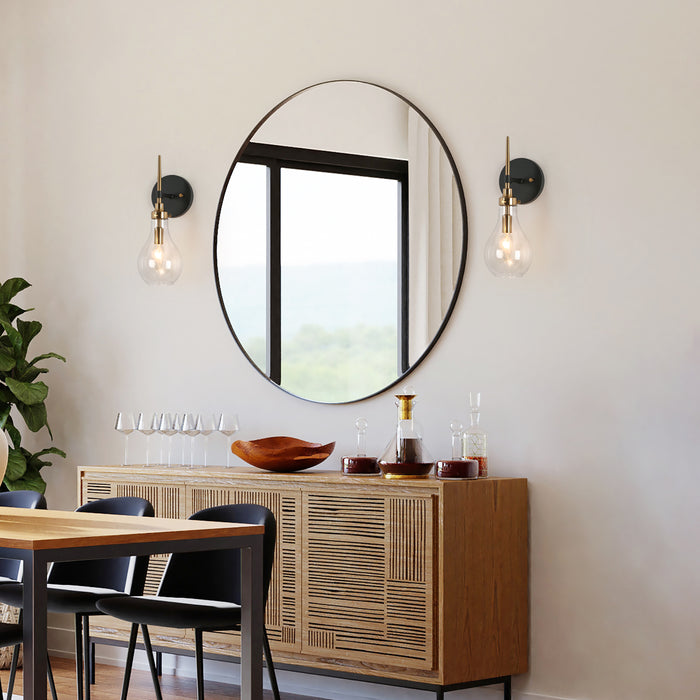 Luxite 1-Light Black and Brass Wall Sconce