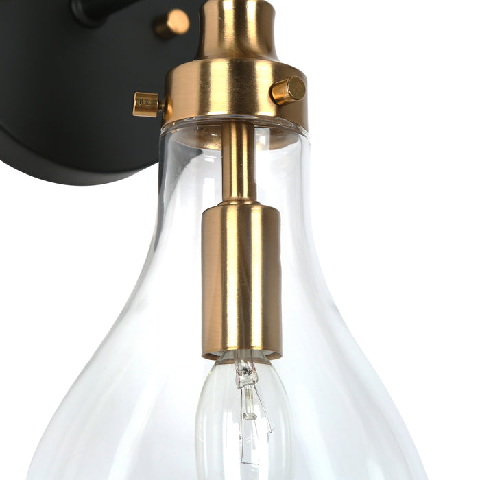 Luxite 1-Light Black and Brass Wall Sconce
