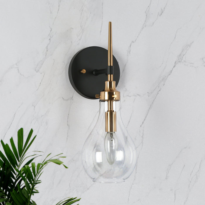 Luxite 1-Light Black and Brass Wall Sconce