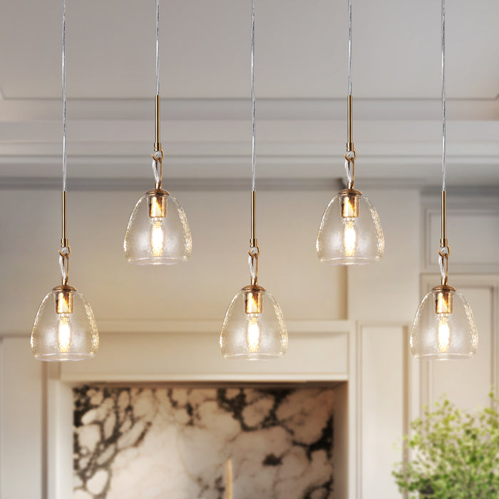 Maviren 5-Light Black and Brass Island Light