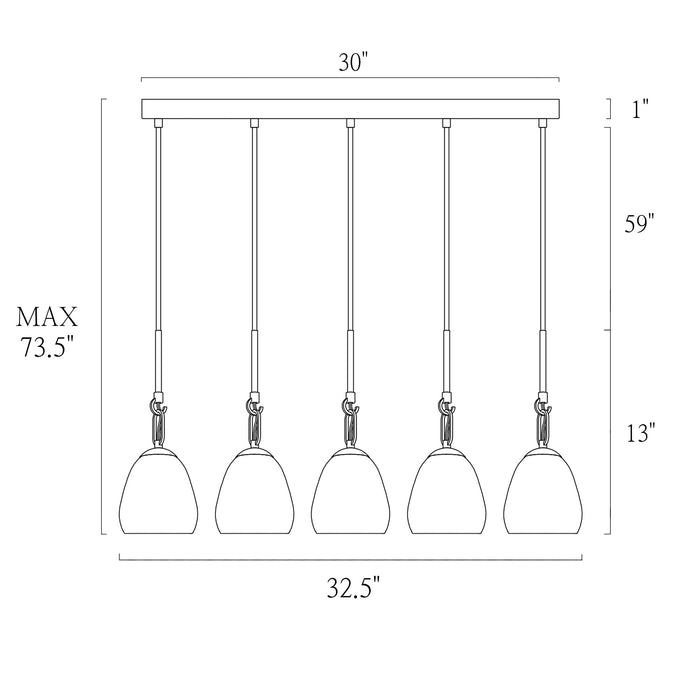 Maviren 5-Light Black and Brass Island Light