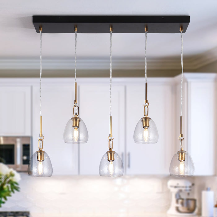 Maviren 5-Light Black and Brass Island Light