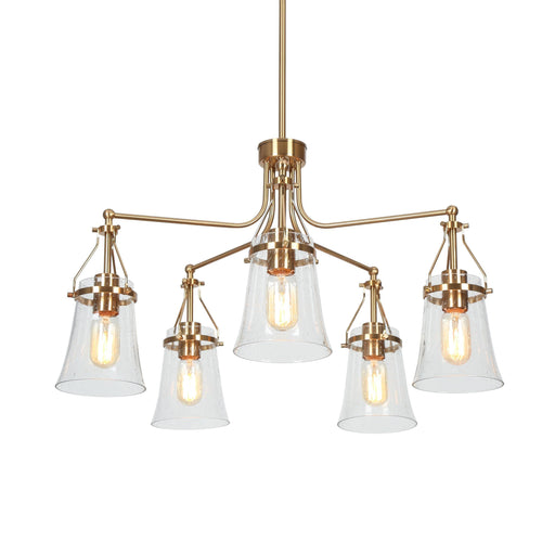 5-Light Brass Gold Wheel Chandeliers - Belles Lighting