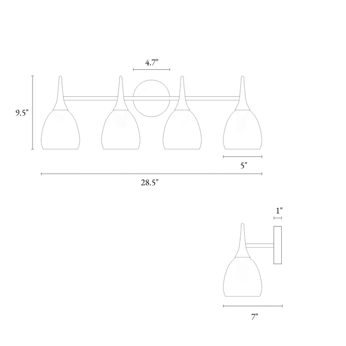 Cymerl 4-Light Brass Bathroom Vanity Light