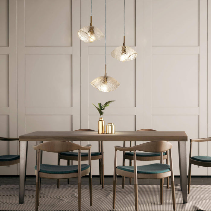 Evange 1-Light Brass Textured Glass Pendant Light