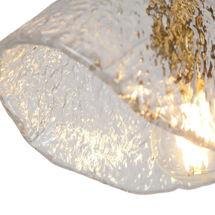 Evange 1-Light Brass Textured Glass Pendant Light