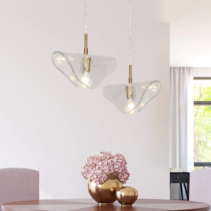 Evange 1-Light Brass Glass Pendant Lights