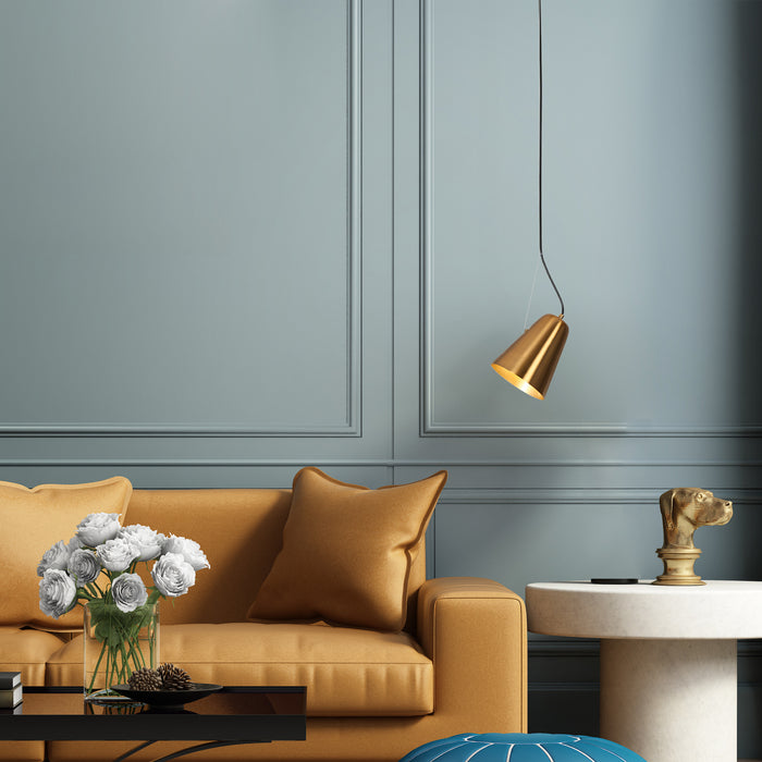 Epodt 1-Light Brass Metal Cone Pendant Light