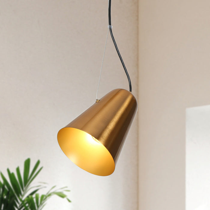 Epodt 1-Light Brass Metal Cone Pendant Light