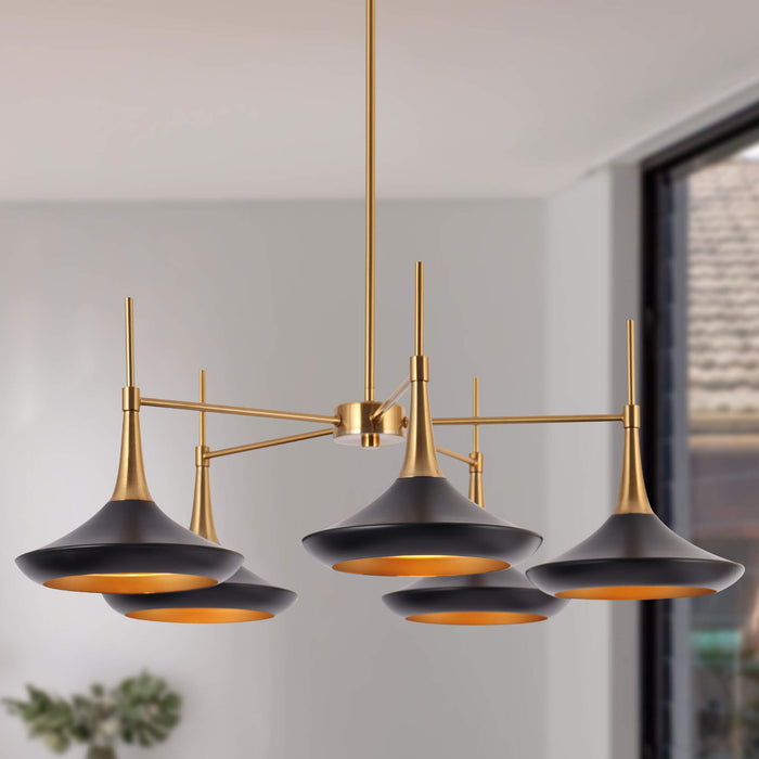Jolyves 5-Light Black and Brass Chandeliers