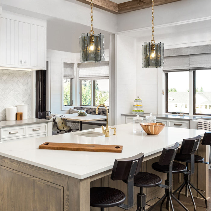 Echona 1-Light Gray and Gold Pendant Light