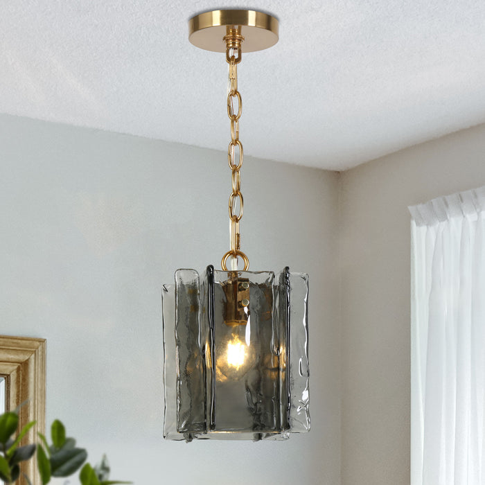 Echona 1-Light Gray and Gold Pendant Light