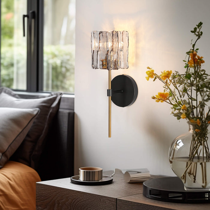 Echona 1-Light Black and Brass Wall Sconce