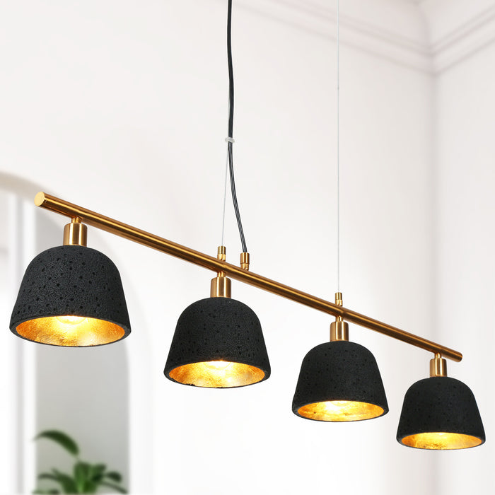 Contia 4-Light Black and Brass Island Light