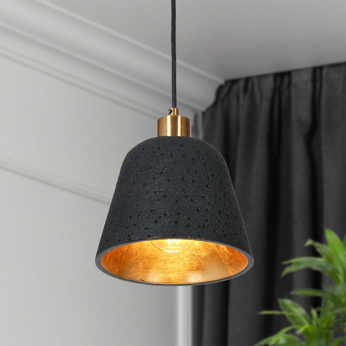 Contia 1-Light Black and Gold Pendant Light