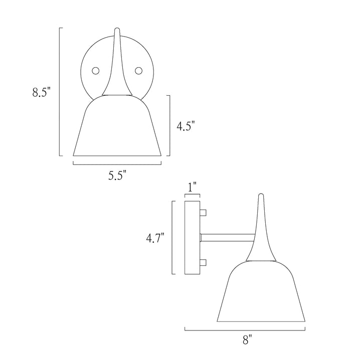 Contia 1-Light Black and Brass Wall Sconce